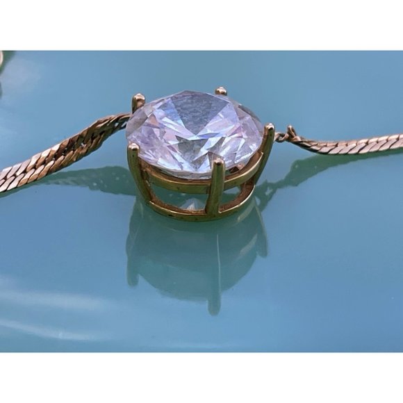 Vintage 14K Gold Serpentine Chain With 3 Carat Clear Tourmaline 4 grams - Picture 3 of 16